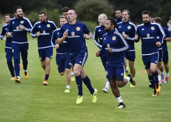 The Scotland squad in training at Mar Hall ahead of the match with Malta. Picture: SNS Group