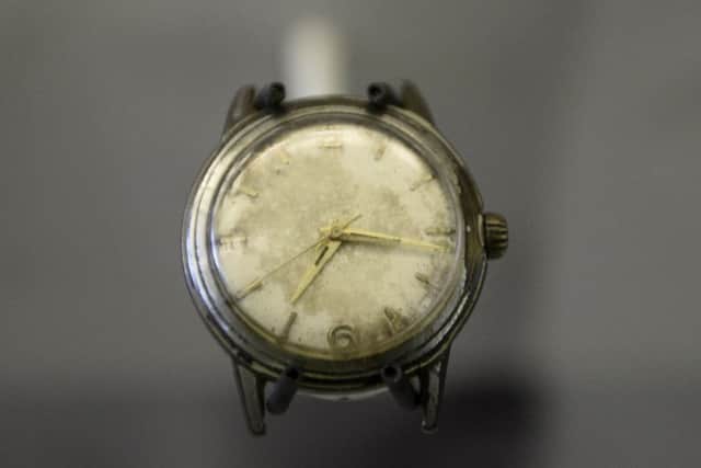 The watch of TSS Athenia survivor Sid Worrall on display at the Riverside museum. Picture: SWNS