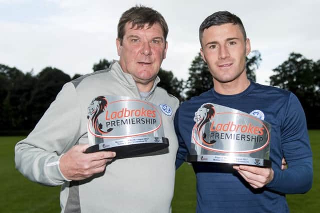 Tommy Wright, left and O'Halloran with the awards. Picture: SNS Group