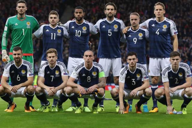 Scotland line up prior to the World Cup Qualifier against Malta at Hampden Park. Picture: Getty Images