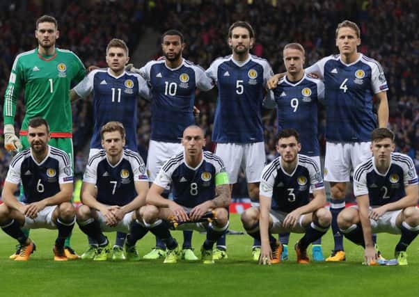 Scotland line up prior to the World Cup Qualifier against Malta at Hampden Park. Picture: Getty Images