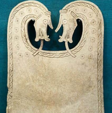The whalebone plaque found at Scar, Orkney, which may have been used as tool in cloth making . Others believe it may have been a chopping board. PIC: Creative Commons.