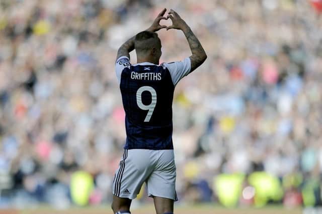 Leigh Griffiths celebrates his second goal against England. The result marked a turning point for the Scots' campaign. Picture: Michael Gillen