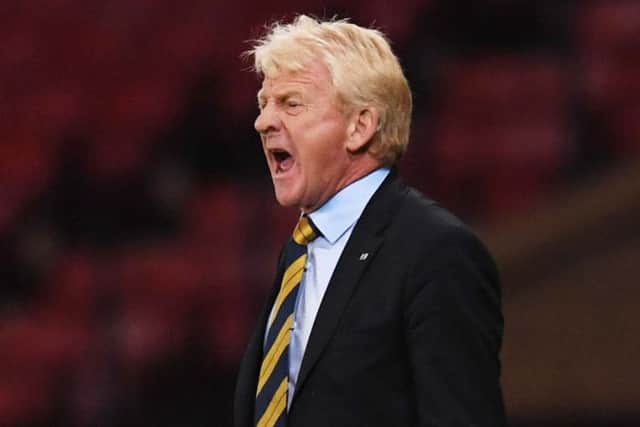 Scotland manager Gordon Strachan roars on his troops in the 2-0 victory over Malta at Hampden. Picture: Craig Williamson/SNS