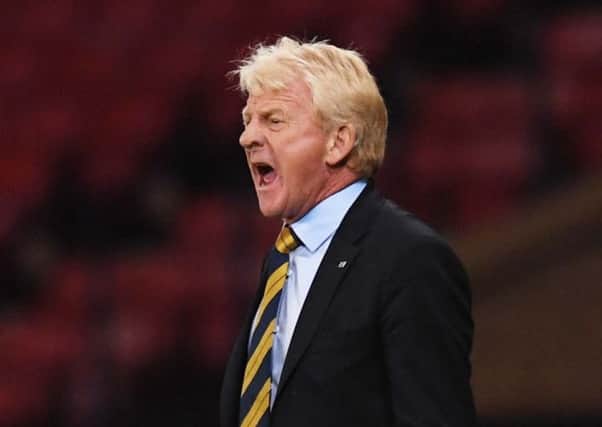 Scotland manager Gordon Strachan roars on his troops in the 2-0 victory over Malta at Hampden. Picture: Craig Williamson/SNS
