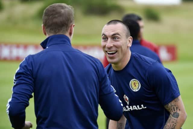 Scott Brown pictured training with the Scotland squad at Mar Hall. Picture: SNS Group