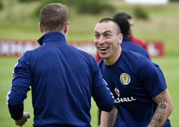 Scott Brown pictured training with the Scotland squad at Mar Hall. Picture: SNS Group