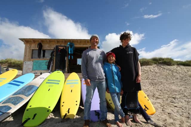 Tiree Surf Club members at the beach hut on Tiree. Picture: Roger Cox