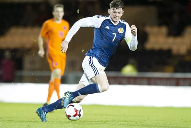 Oliver Burke scored in Scotland's 2-0 win over the Netherlands in the Euro U21 qualifier in Paisley. Picture: Ross MacDonald/SNS