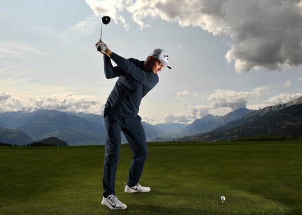 Defending Champion Alex Noren of Swedenhits a tee shot during the pro-am prior to the Omega European Masters at Crans-sur-Sierre. Picture: Stuart Franklin/Getty Images