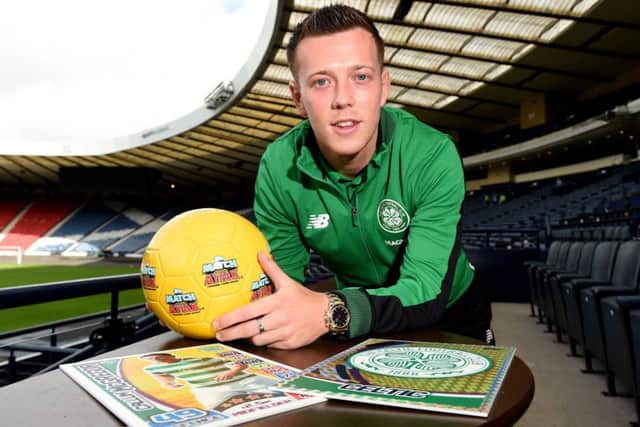 Callum McGregor at the Topps SPFL Match Attax trading card event at Hampden.