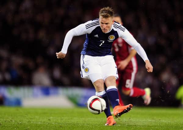 Matt Ritchie in action for Scotland against Denmark at Hampden. Picture: Michael Gillen
