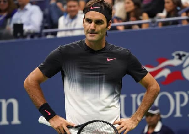 Roger Federer insisted he did not have an eye on a potential US Open clash with Radael Nadal as he struggled against Juan Martin Del Potro. Picture: AFP/Getty Images