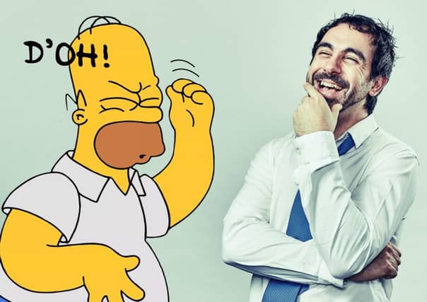 Comedian Yianni Agisilaou, with Homer Simpson. Picture: Matt Dawson Photography