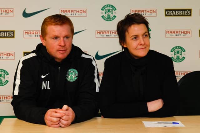 Lennon with chief executive Leeann Dempster. Picture: Scott Louden
