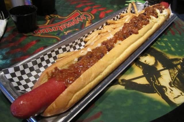 A 22-inch hot dog known as The Big Unit at Cooperstown restaurant.