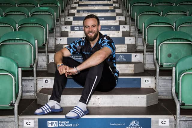 Ruaridh Jackson at Scotstoun as Glasgow Warriors announce Harper MacLeod LLP as their new stand sponsor. Picture: Gary Hutchison/SNS
