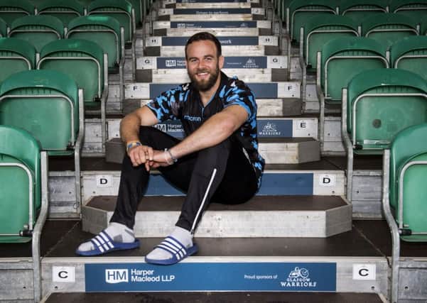Ruaridh Jackson at Scotstoun as Glasgow Warriors announce Harper MacLeod LLP as their new stand sponsor. Picture: Gary Hutchison/SNS