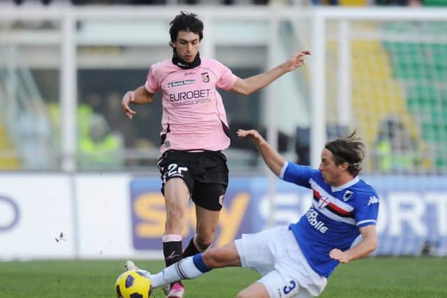 Ziegler goes in on Javier Pastore during a Serie A clash between Sampdoria and Palermo in January 2011. Picture: Getty Images