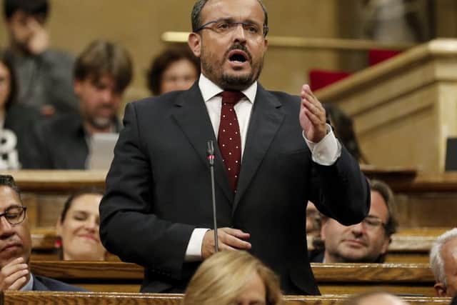 Member of the Catalan Parliament, Alejandro Fernandez Alvarez of People's Party political party (PP), gestures as he speaks during a session at the Catalan parliament, in Barcelona, on September 7, 2017. Picture: Getty Images
