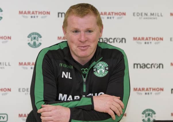 Hibernian manager Neil Lennon speaks to the media after signing a new contract. Picture: SNS