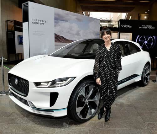 Singer KT Tunstall with the Land Rover I-Pace at its launch yesterday.  (Photo by Jeff Spicer/Getty Images for Jaguar Land Rover)
