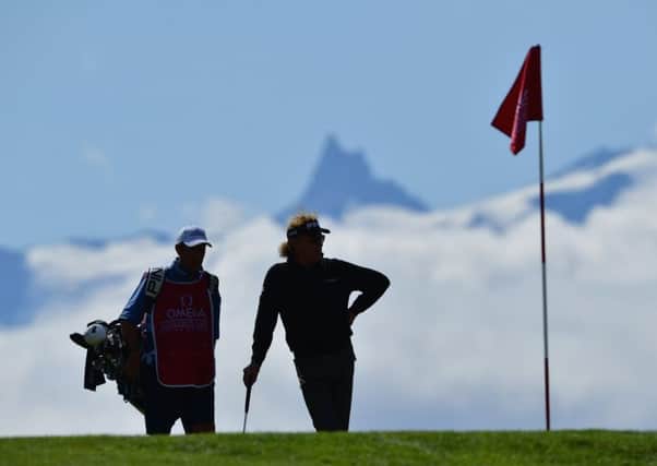 Miguel Angel Jimenez of Spain leads after day one of the 2017 Omega European Masters at Crans-sur-Sierre. Picture: Stuart Franklin/Getty Images