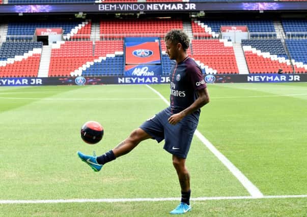 World record signing Neymar will be part of a formidable attacking unit when PSG visit Parkhead on Champions League duty. 
Photograph: Philippe Lopez/AFP/Getty