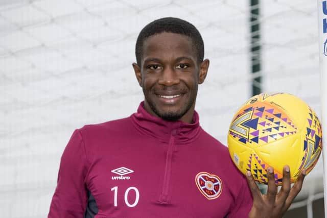 Arnaud Djoum  thoughtBT Murrayfield was Hearts home stadium when he arrived in Edinburgh. Picture: SNS.