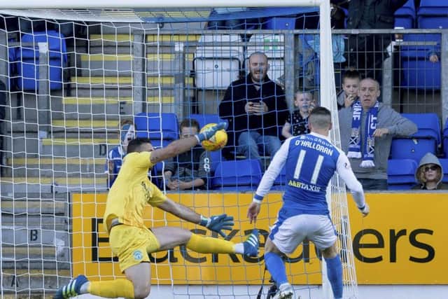 Michael O'Halloran scores to make it 1-0 to St Johnstone. Picture: SNS/Alan Rennie