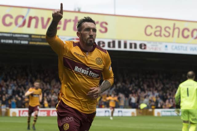 Motherwell's Ryan Bowman celebrates opening the scoring at home to Kilmarnock. Picture: SNS/Craig Foy