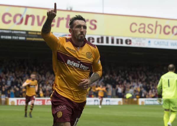 Motherwell's Ryan Bowman celebrates opening the scoring at home to Kilmarnock. Picture: SNS/Craig Foy