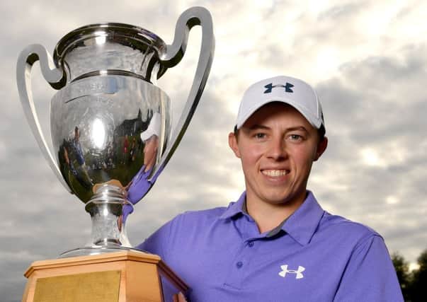 Matthew Fitzpatrick of England poses with the trophy after winning the Omega European Masters in Switzerland.  Picture: Stuart Franklin/Getty Images