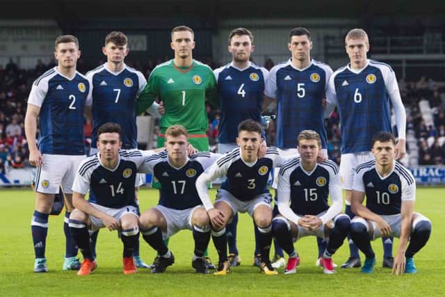 Scotland Under-21s before facing the Netherlands. Picture: SNS/Craig Foy