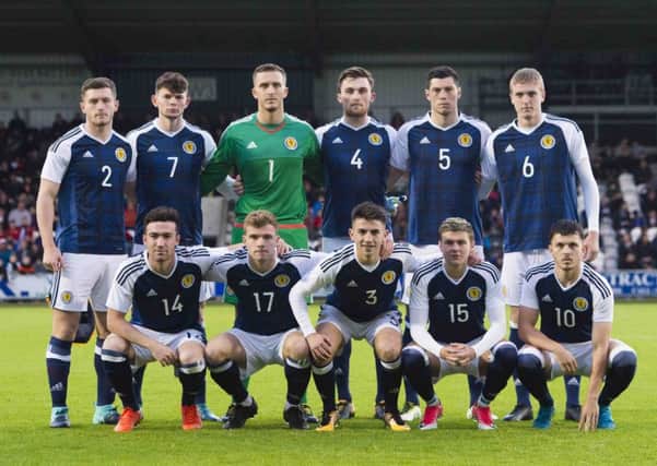 Scotland Under-21s before facing the Netherlands. Picture: SNS/Craig Foy