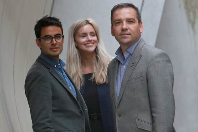 From left: Joshua Ryan-Saha of The Data Lab with Georgia Boyle and Michael Young of MBN. Picture: Stewart Attwood