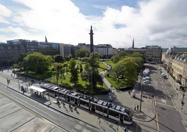 The view of St Andrews Square from Harvey Nichols roof terrace.