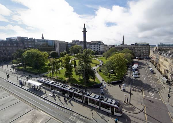 The view of St Andrews Square from Harvey Nichols roof terrace.