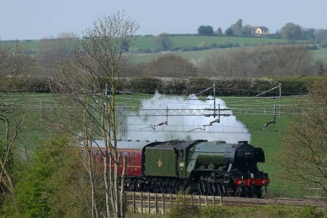 The Flying Scotsman travels through Atherstone in Warwickshire. Picture: PA