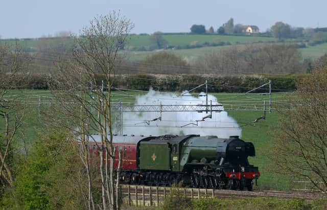 The Flying Scotsman travels through Atherstone in Warwickshire. Picture: PA