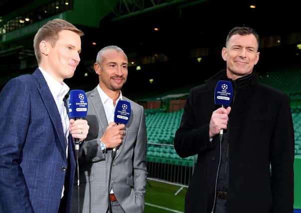 Chris Sutton, right, was joined by Celtic legend Henrik Larsson for BT Sport's coverage. Picture: Getty