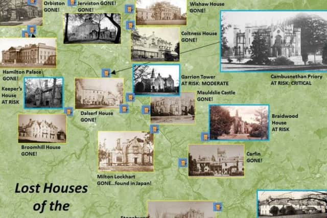 Map of the lost houses of the Clyde Valley. PIC: Christine Wallace.