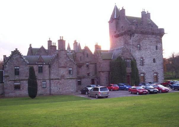 Craig Williamson vanished to Ibiza lying to colleagues at Guthrie Castle (pictured) in Angus that he was visiting his father in Glasgow. Picture: Dominic Paterson/Creative Commons