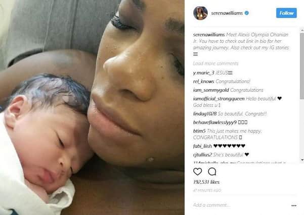 Serena Williams has released the first images of her newborn daughter Alexis. Picture: Serena Williams/Instagram/PA Wire