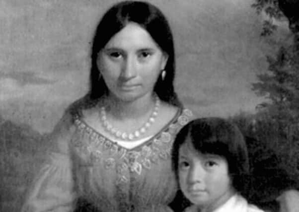 Pocahontas wearing a string of Luckenbooth-style brooches around her collar
