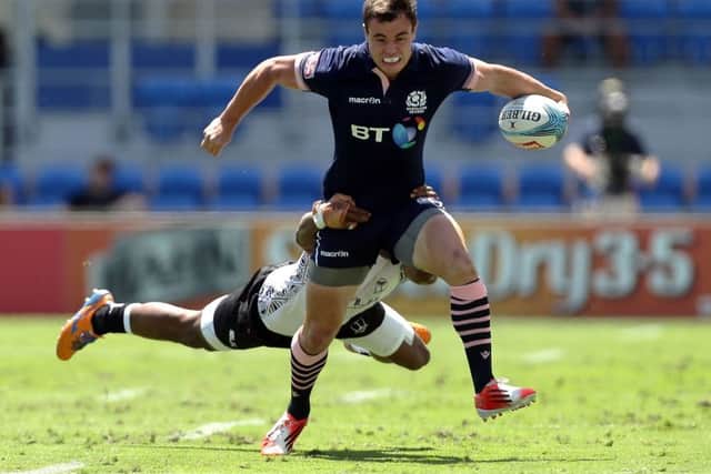 Lee Jones in action at the Gold Coast Sevens during his successful stint with the Scotland Sevens squad. Picture: Getty
