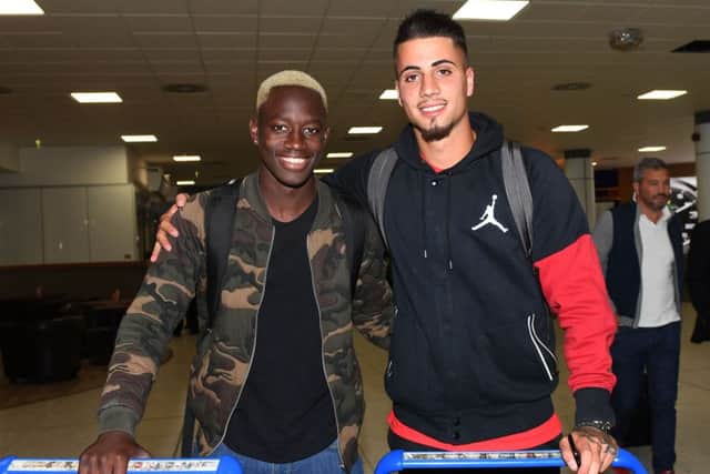 Fabio Cardoso (R) wants team-mate Dalcio to be the new face of FIFA 18. Picture: SNS/Craig Williamson;