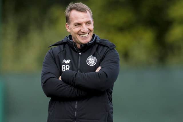 Celtic manager Brendan Rodgers at training ahead of their home game against Ross County. Picture: SNS