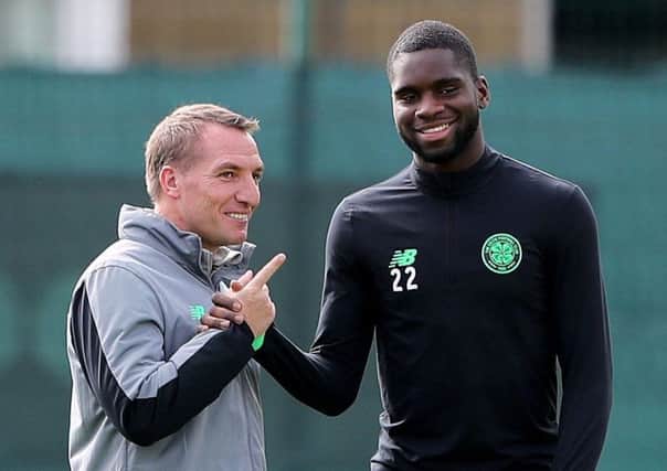Celtic manager Brendan Rodgers with Odsonne Edouard. Picture: PA