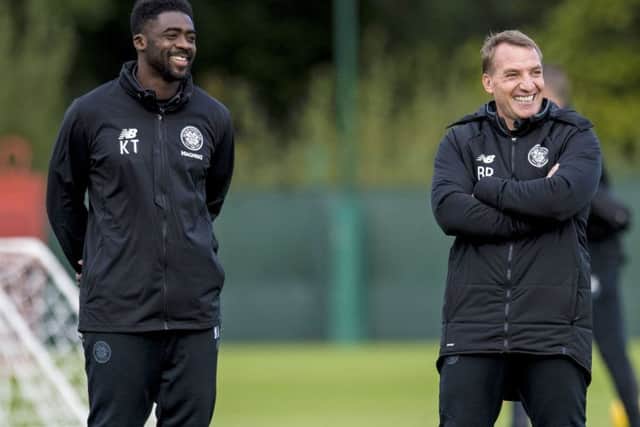 Celtic manager Brendan Rodgers with Kolo Toure (left). Picture: SNS